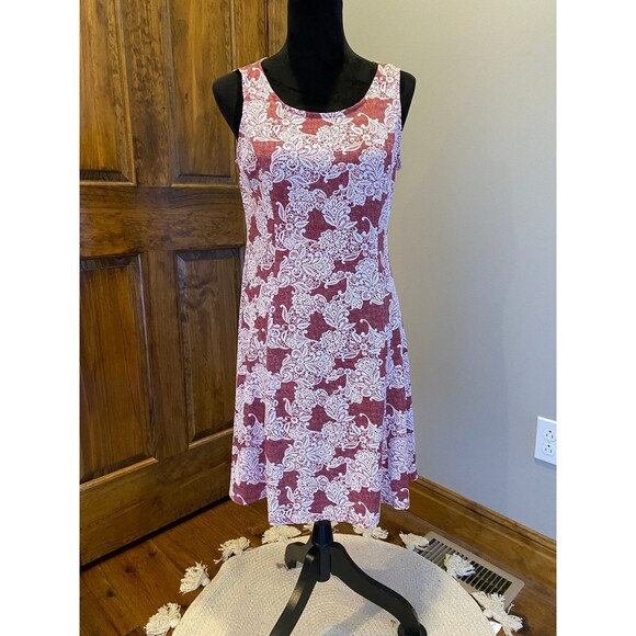 Perceptions Womans Size Petite Medium Fit & Flare Red /Cream Dress Summer Cruise - Picture 10 of 10